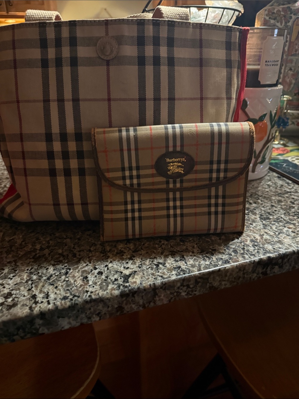 Burberry Beige Plaid Tote with Matching Wallet